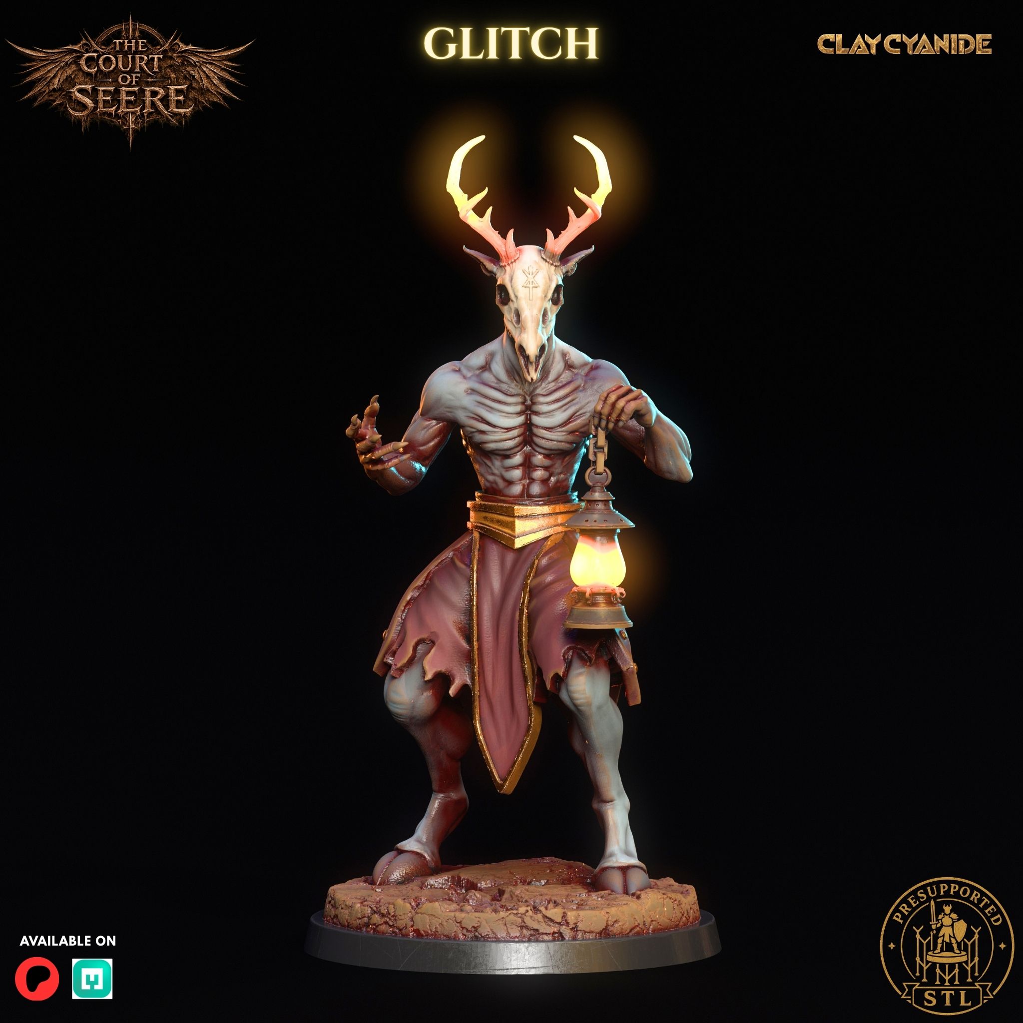Glitch — the Lantern of What Was Hidden, Herald of Prince Seere, dark fantasy 3D printable STL miniature by Clay Cyanide